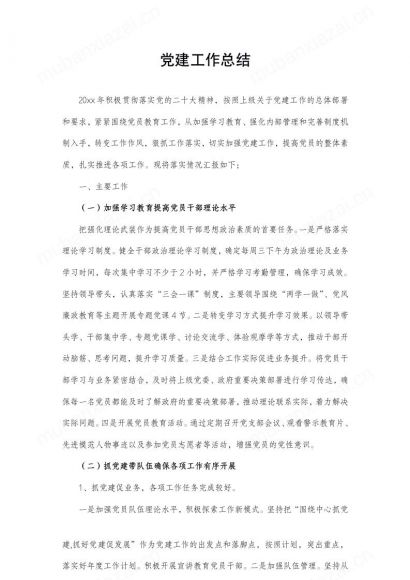 党建工作总结
