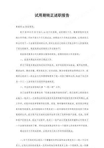 试用期转正述职报告